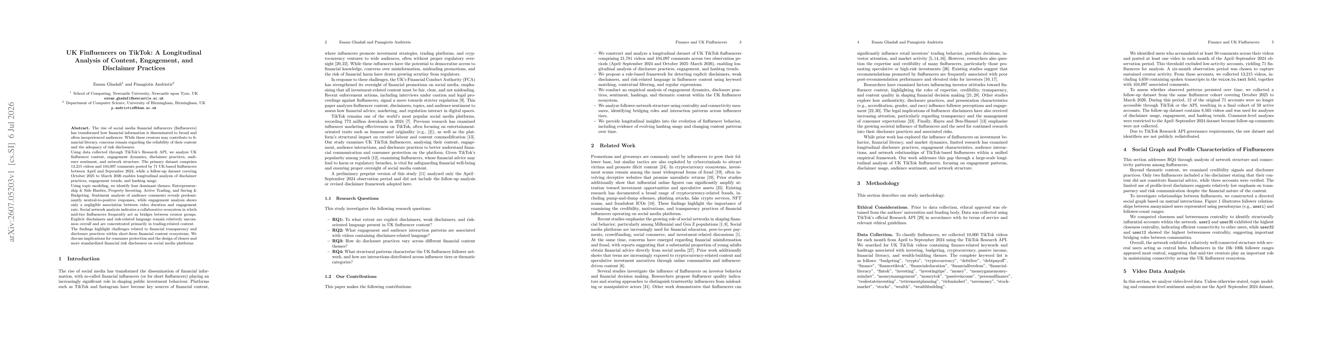 Thumbnail for Finfluencers on TikTok: A Longitudinal Analysis of Content, Engagement, and Disclaimer Practices
