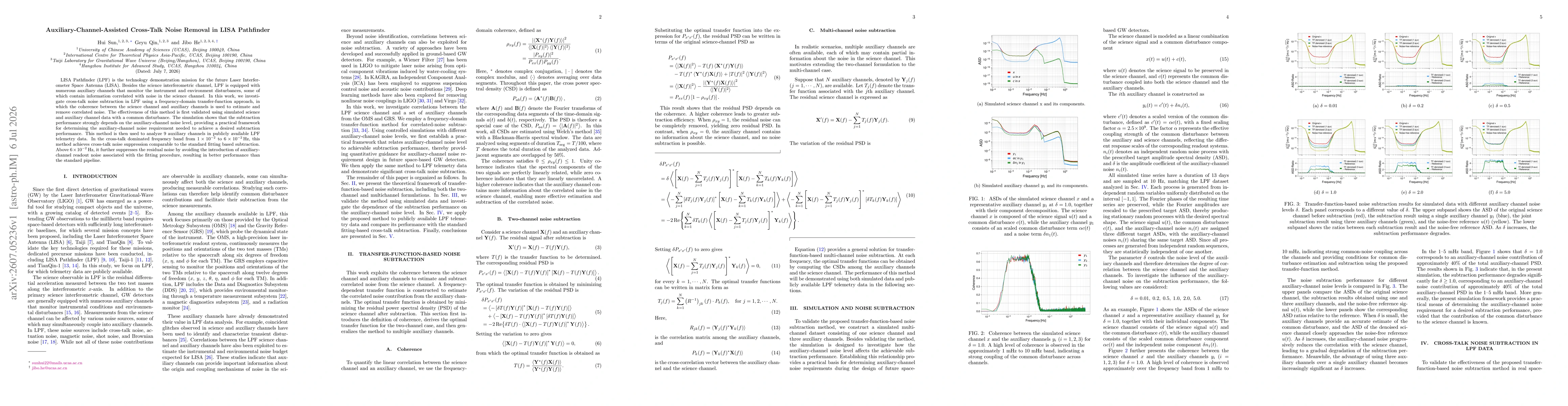 Thumbnail for Auxiliary-Channel-Assisted Cross-Talk Noise Removal in LISA Pathfinder