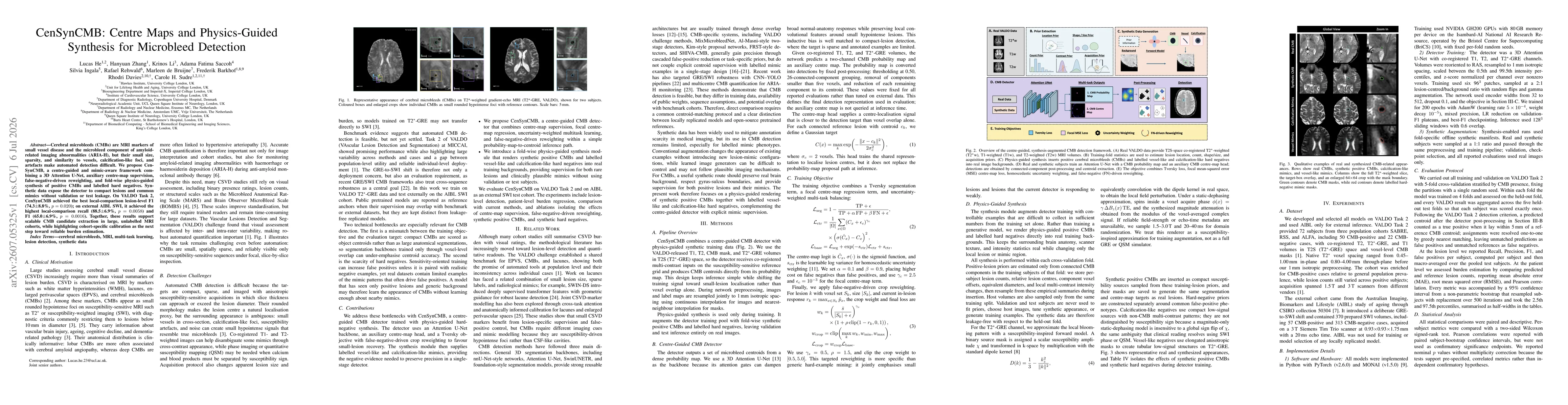 Thumbnail for CenSynCMB: Centre Maps and Physics-Guided Synthesis for Microbleed Detection