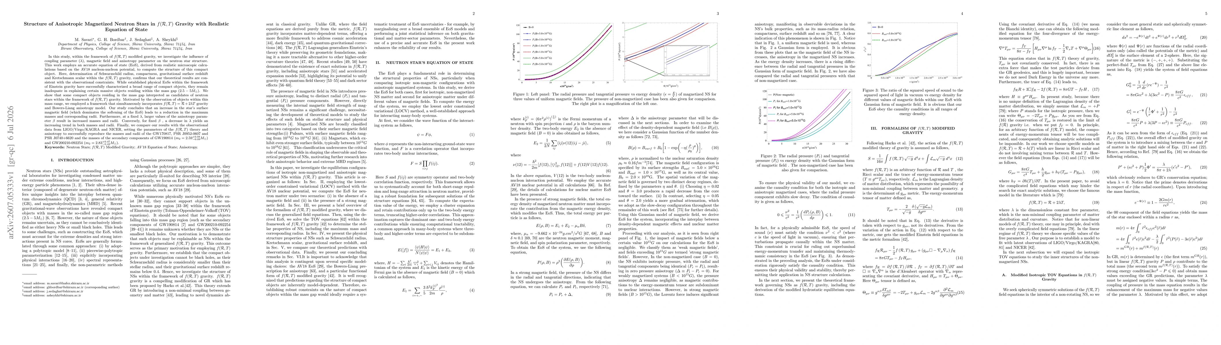 Thumbnail for Structure of Anisotropic Magnetized Neutron Stars in f(R,T) Gravity with Realistic Equation of State