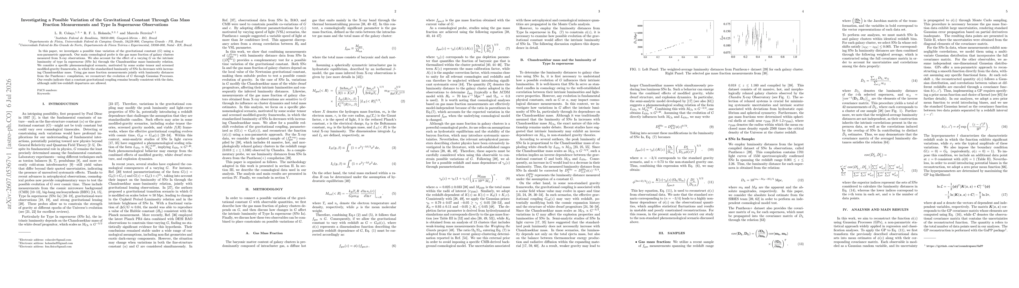 Thumbnail for Investigating a Possible Variation of the Gravitational Constant Through Gas Mass Fraction Measurements and Type Ia Supernovae Observations