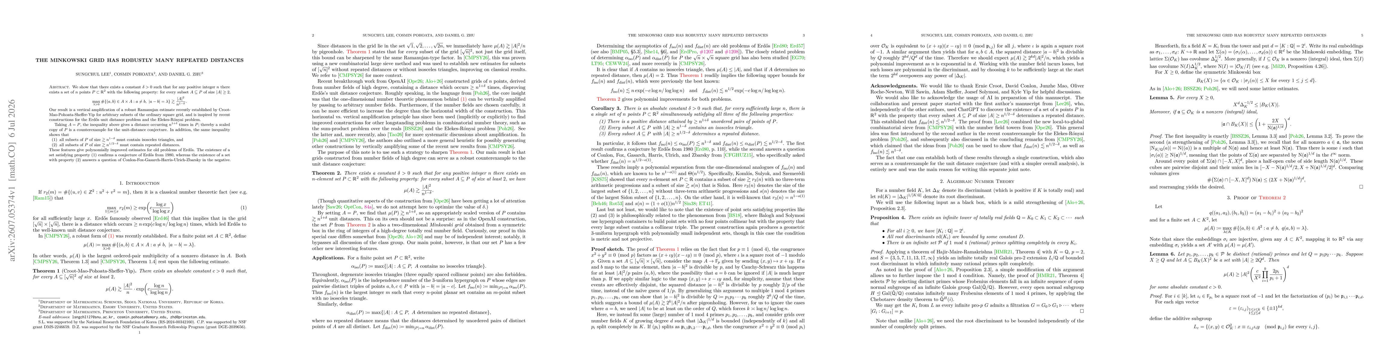 Thumbnail for The Minkowski grid has robustly many repeated distances