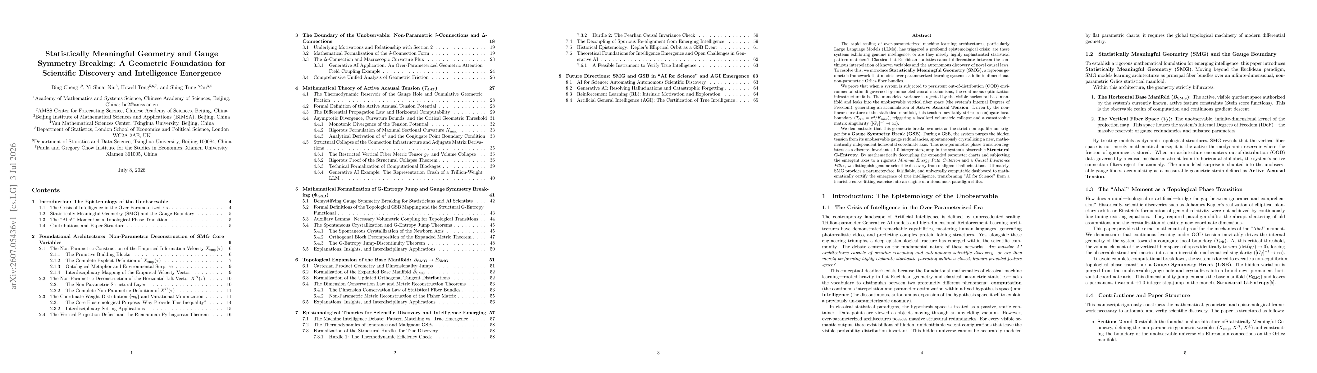Thumbnail for Statistically Meaningful Geometry and Gauge Symmetry Breaking: A Geometric Foundation for Scientific Discovery and Intelligence Emergence