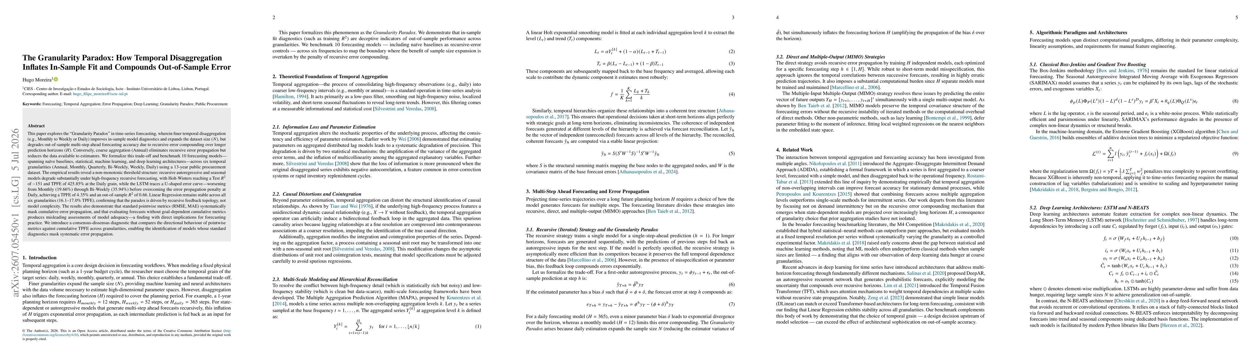 Thumbnail for The Granularity Paradox: How Temporal Disaggregation Inflates In-Sample Fit and Compounds Out-of-Sample Error