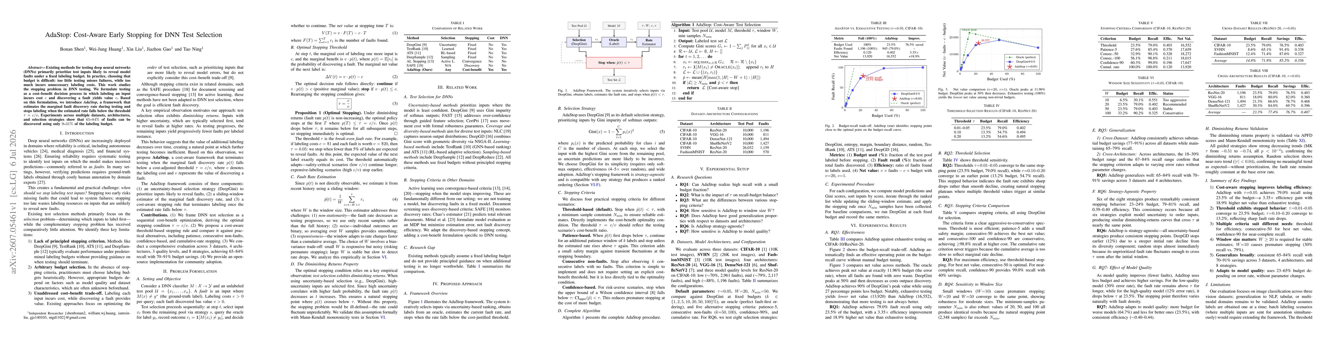 Thumbnail for AdaStop: Cost-Aware Early Stopping for DNN Test Selection