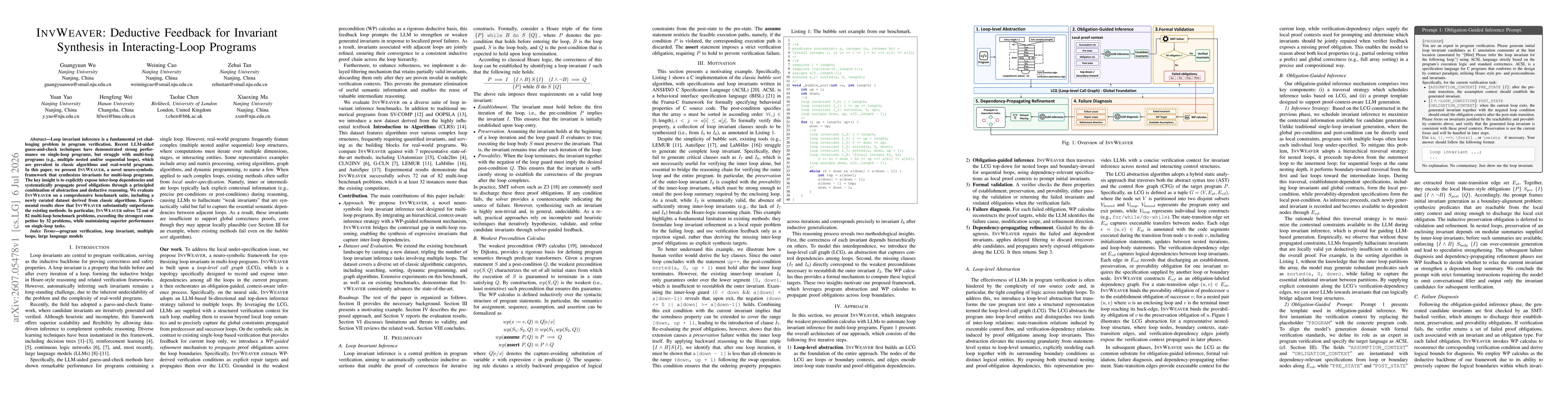 Thumbnail for InvWeaver: Deductive Feedback for Invariant Synthesis in Interacting-Loop Programs