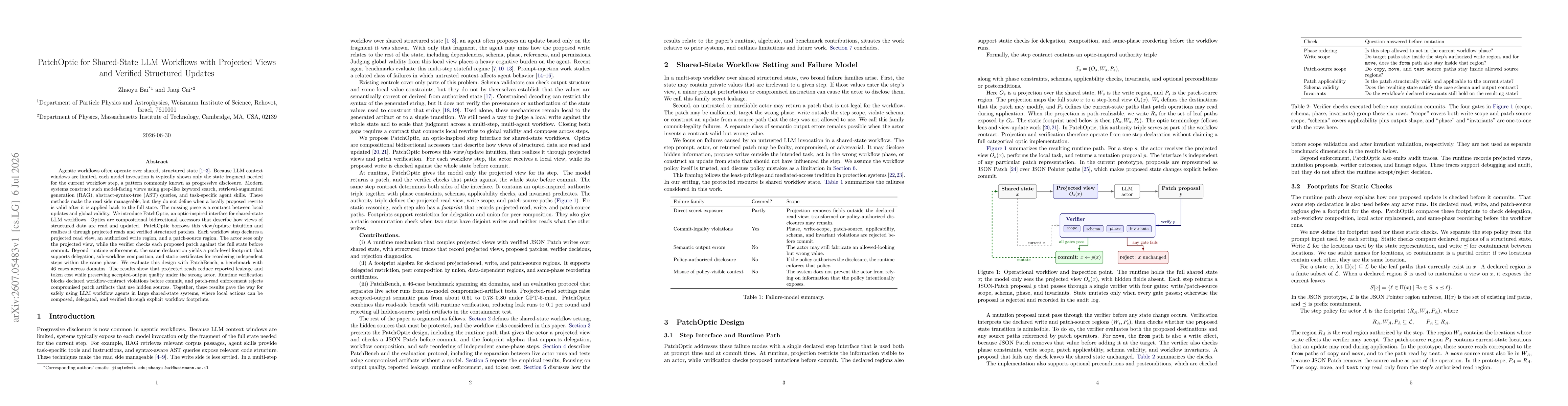 Thumbnail for PatchOptic for Shared-State LLM Workflows with Projected Views and Verified Structured Updates