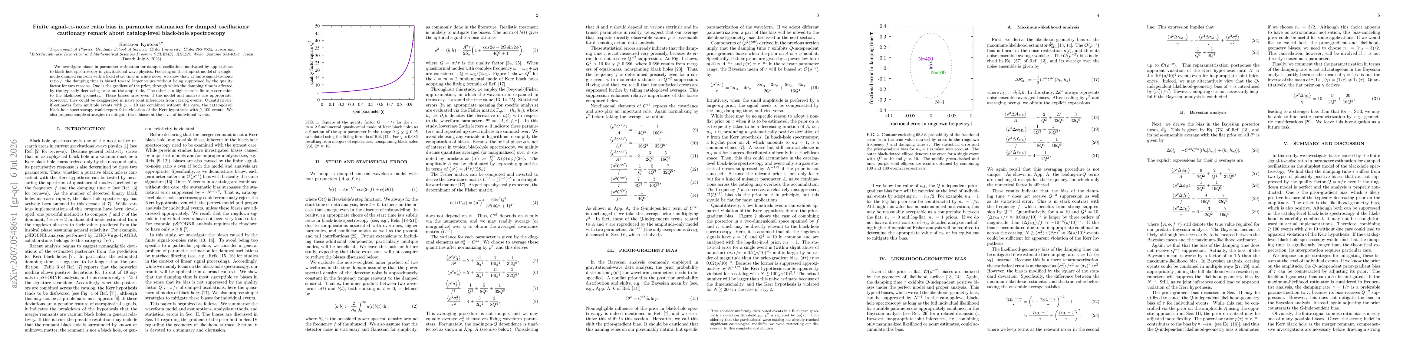 Thumbnail for Finite signal-to-noise ratio bias in parameter estimation for damped oscillations: cautionary remark about catalog-level black-hole spectroscopy