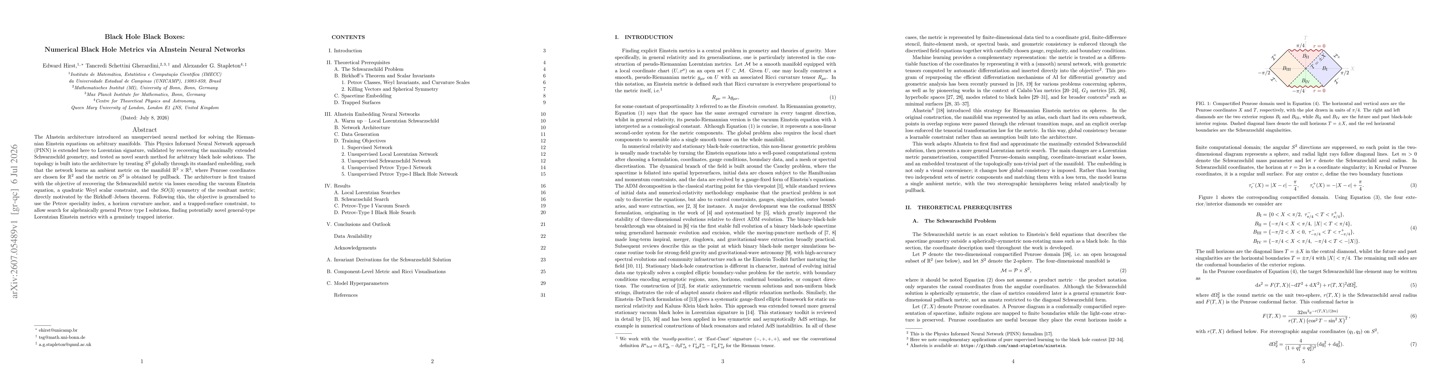 Thumbnail for Black Hole Black Boxes: Numerical Black Hole Metrics via AInstein Neural Networks