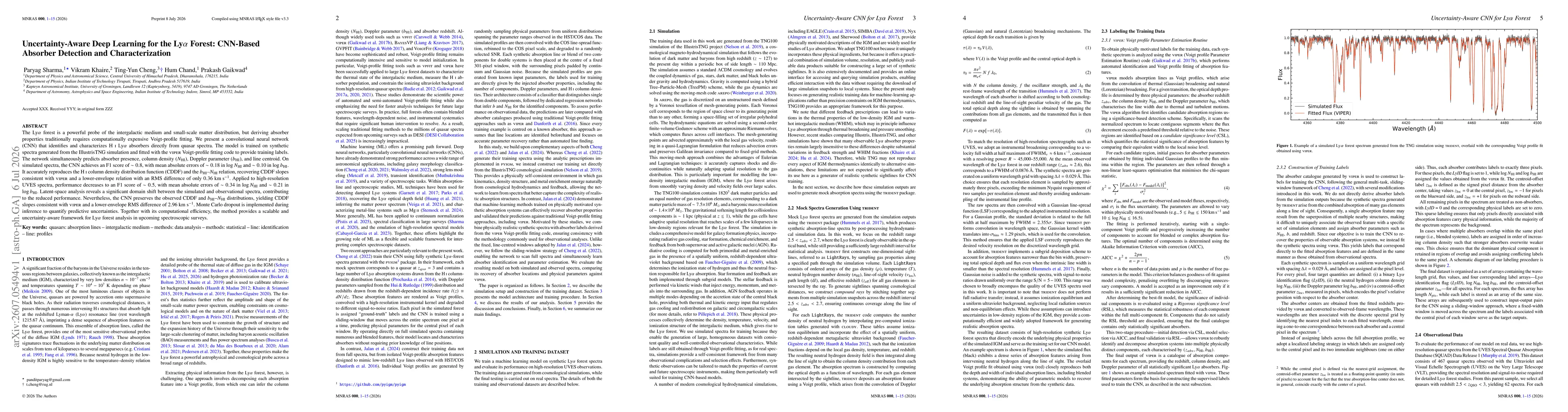 Thumbnail for Uncertainty-Aware Deep Learning for the Ly$α$ Forest: CNN-Based Absorber Detection and Characterization