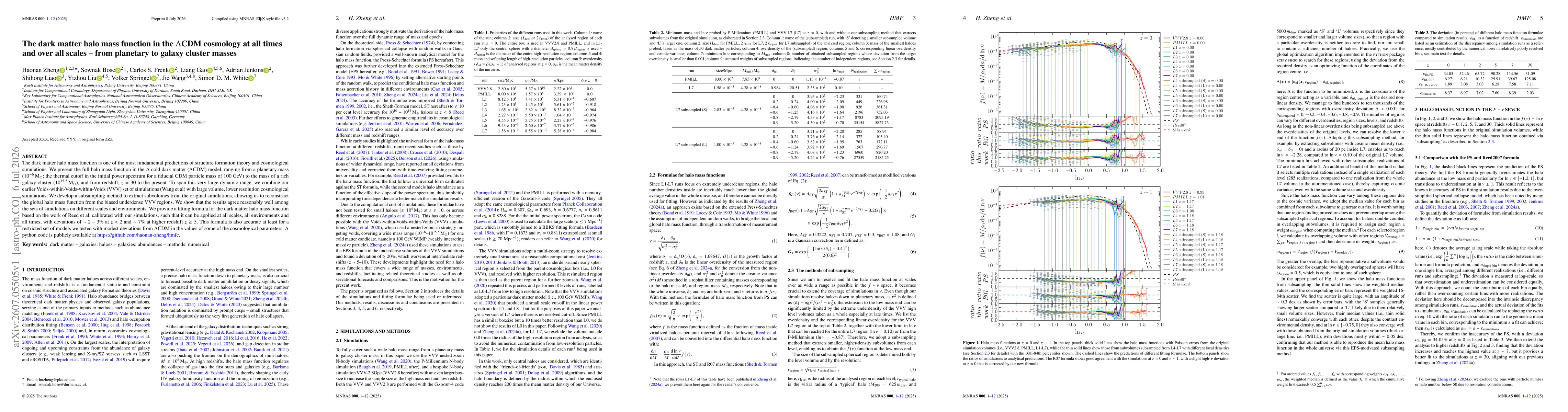 Thumbnail for The dark matter halo mass function in the $Λ\mathrm{CDM}$ cosmology at all times and over all scales -- from planetary to galaxy cluster masses