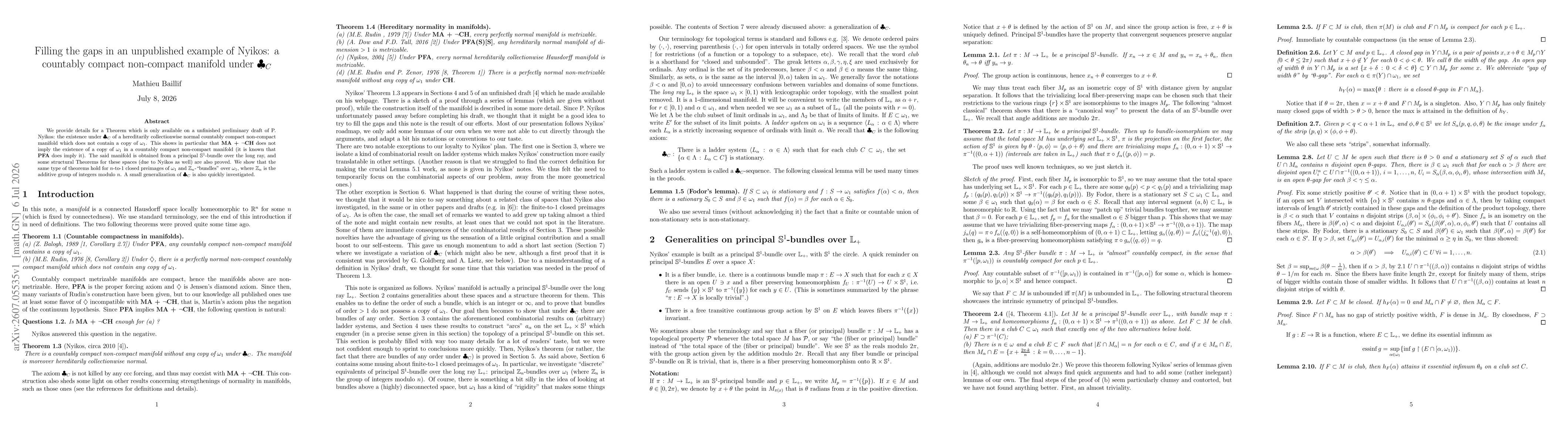 Thumbnail for Filling the gaps in an unpublished example of Nyikos: a countably compact non-compact manifold under $\clubsuit_C$