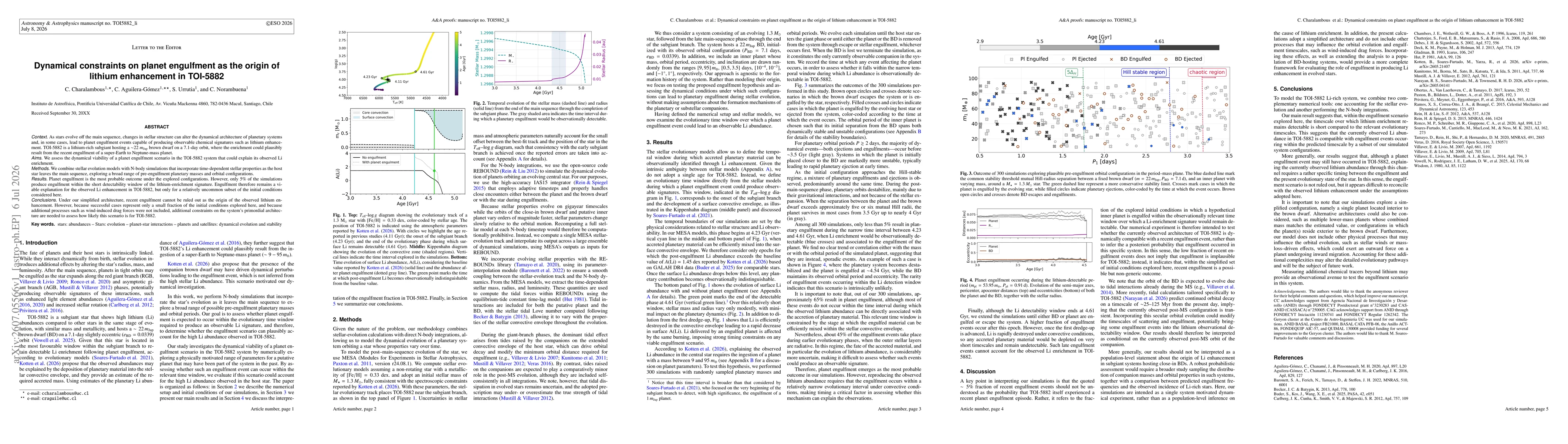Thumbnail for Dynamical constraints on planet engulfment as the origin of lithium enhancement in TOI-5882