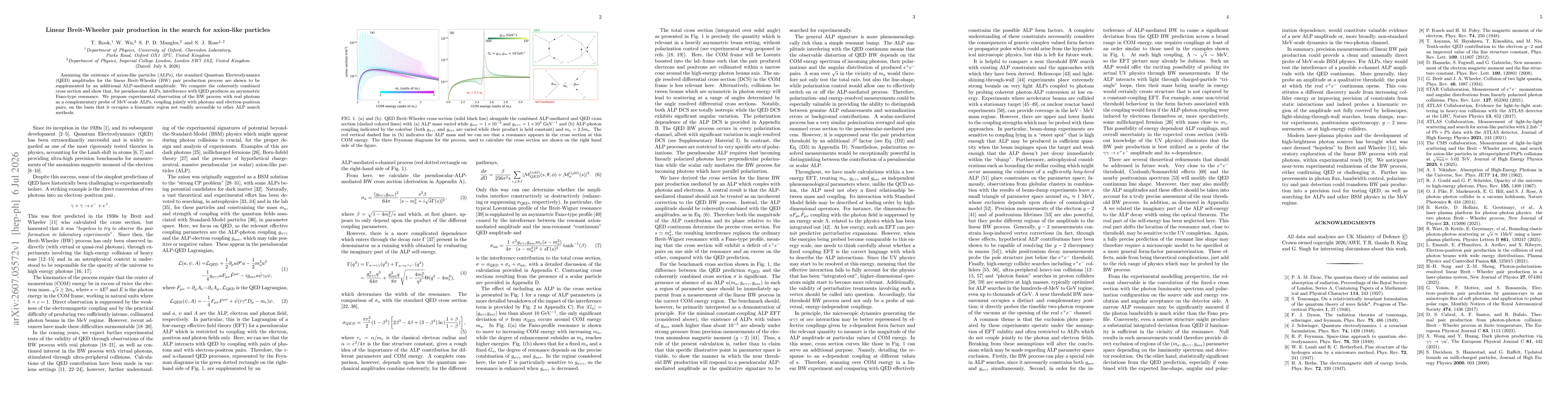 Thumbnail for Linear Breit-Wheeler pair production in the search for axion-like particles