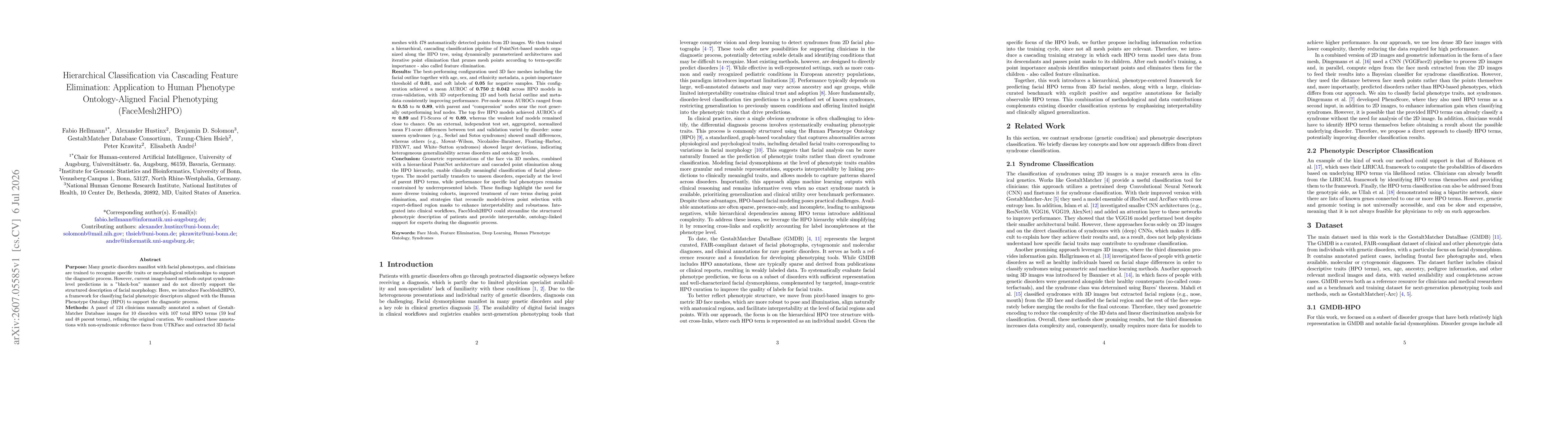 Thumbnail for Hierarchical Classification via Cascading Feature Elimination: Application to Human Phenotype Ontology-Aligned Facial Phenotyping (FaceMesh2HPO)