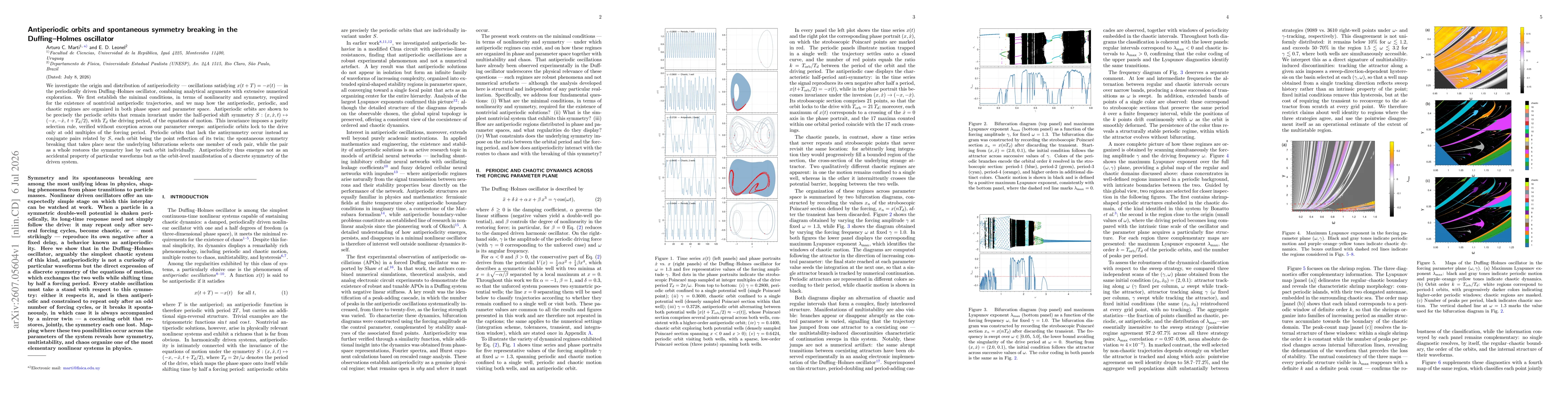 Thumbnail for Antiperiodic orbits and spontaneous symmetry breaking in the Duffing--Holmes oscillator
