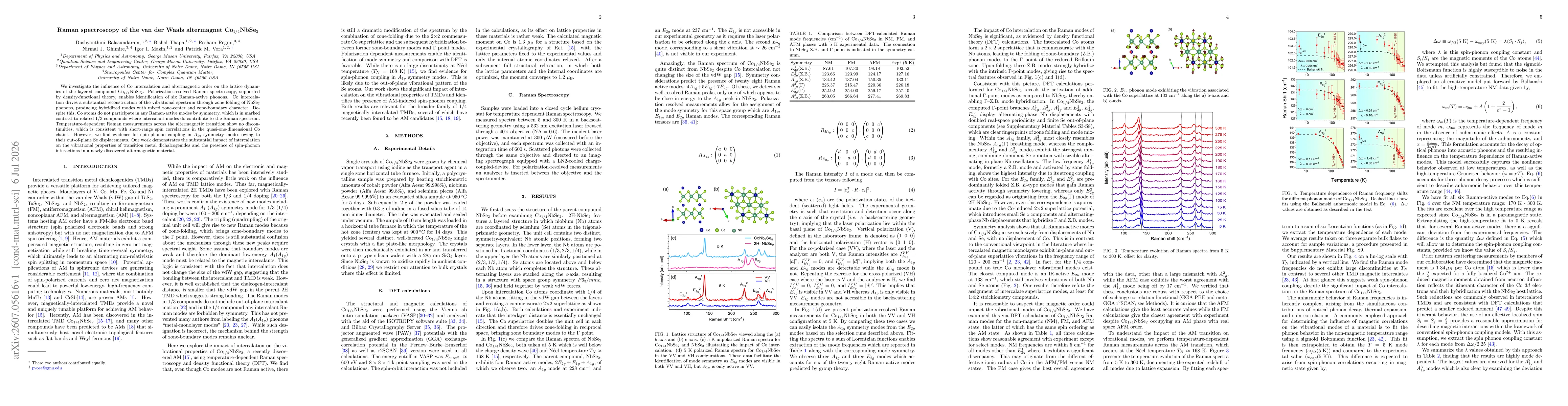 Thumbnail for Raman spectroscopy of the van der Waals altermagnet Co$_{1/4}$NbSe$_2$