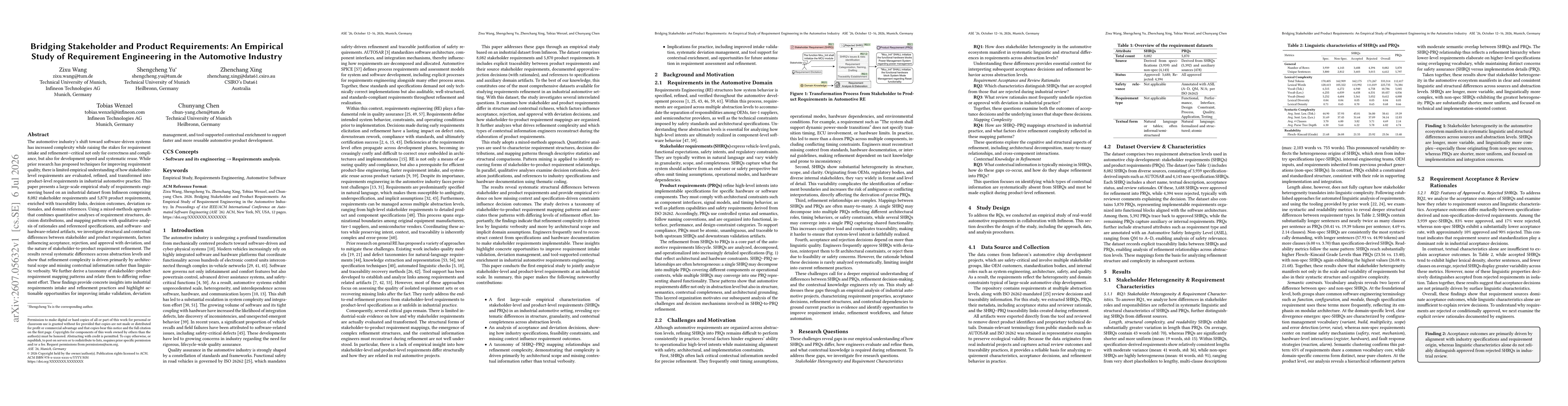 Thumbnail for Bridging Stakeholder and Product Requirements: An Empirical Study of Requirement Engineering in the Automotive Industry