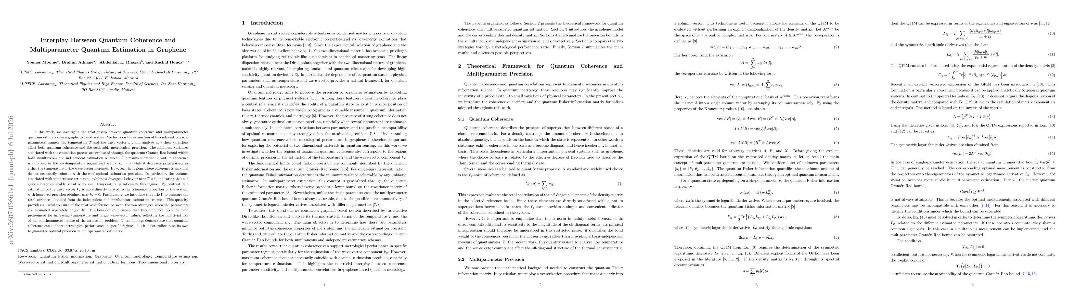 Thumbnail for Interplay Between Quantum Coherence and Multiparameter Quantum Estimation in Graphene