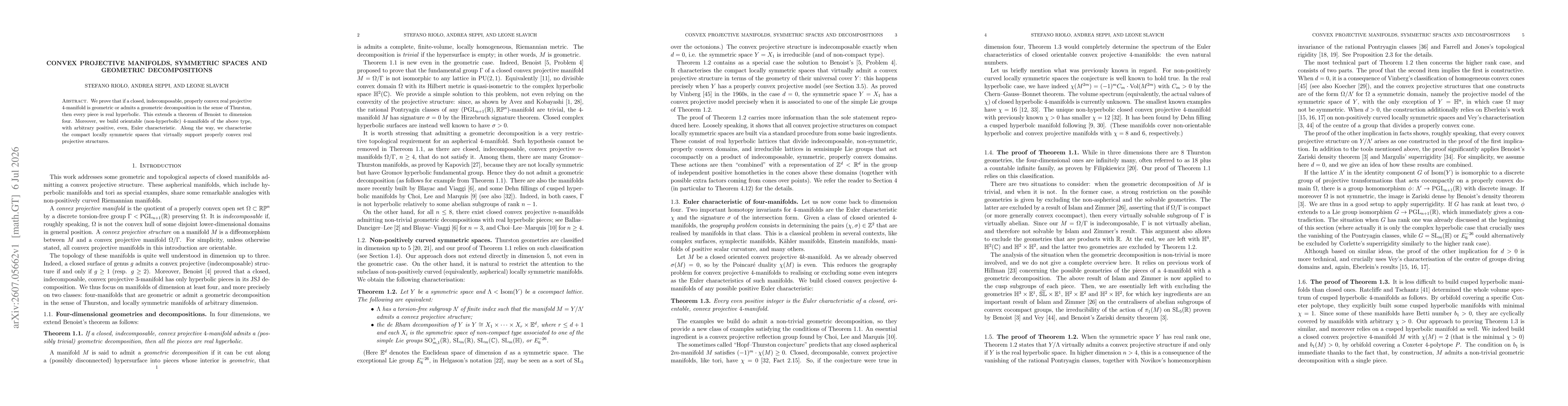 Thumbnail for Convex projective manifolds, symmetric spaces and geometric decompositions