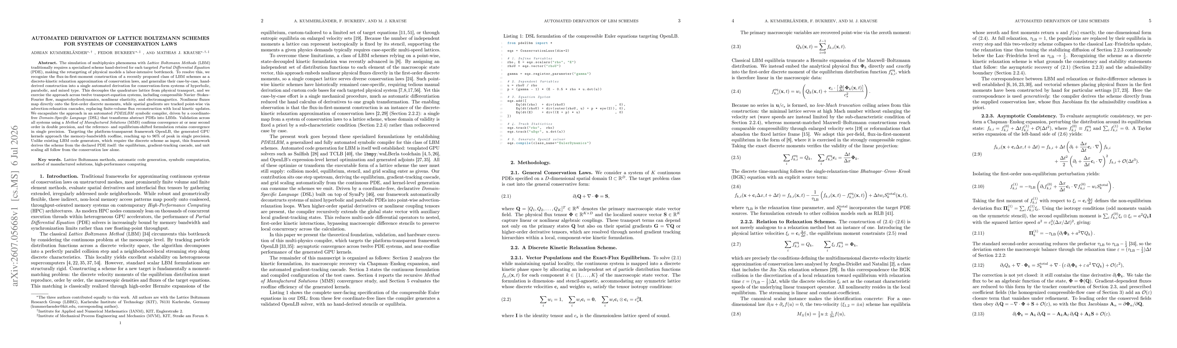 Thumbnail for Automated Derivation of Lattice Boltzmann Schemes for Systems of Conservation Laws