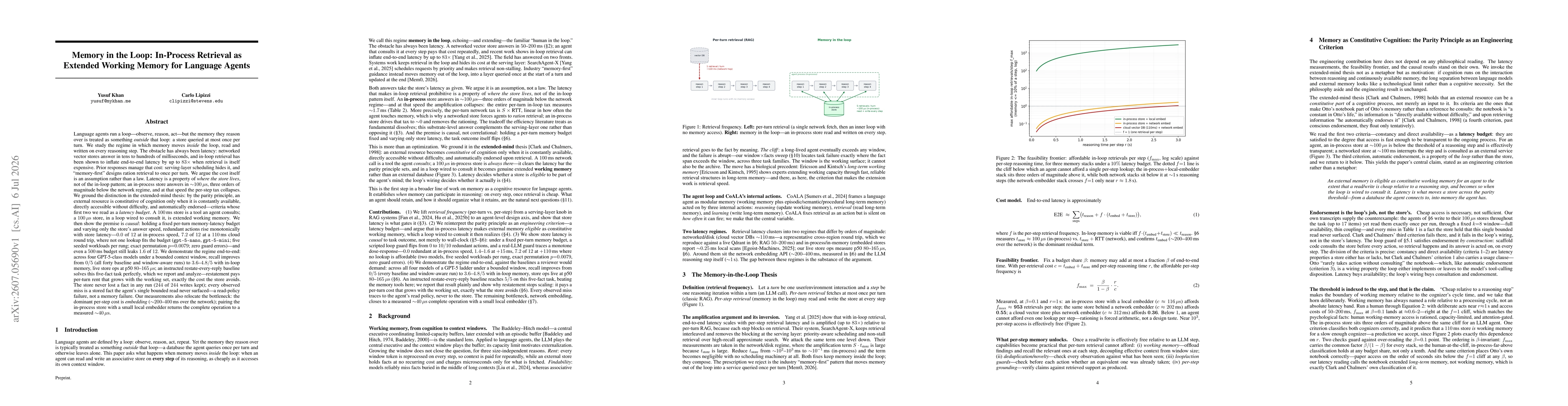 Thumbnail for Memory in the Loop: In-Process Retrieval as ExtendedWorking Memory for Language Agents