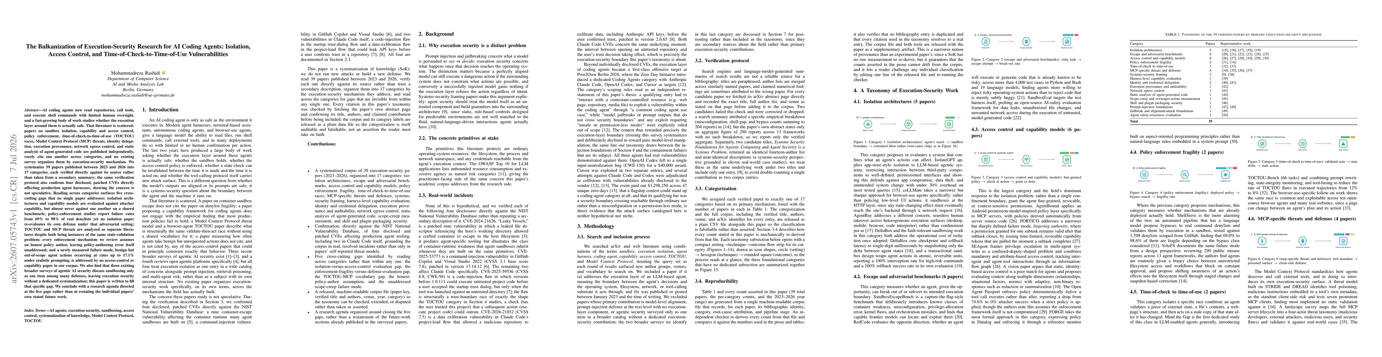 Thumbnail for The Balkanization of Execution-Security Research for AI Coding Agents: Isolation, Access Control, and Time-of-Check-to-Time-of-Use Vulnerabilities
