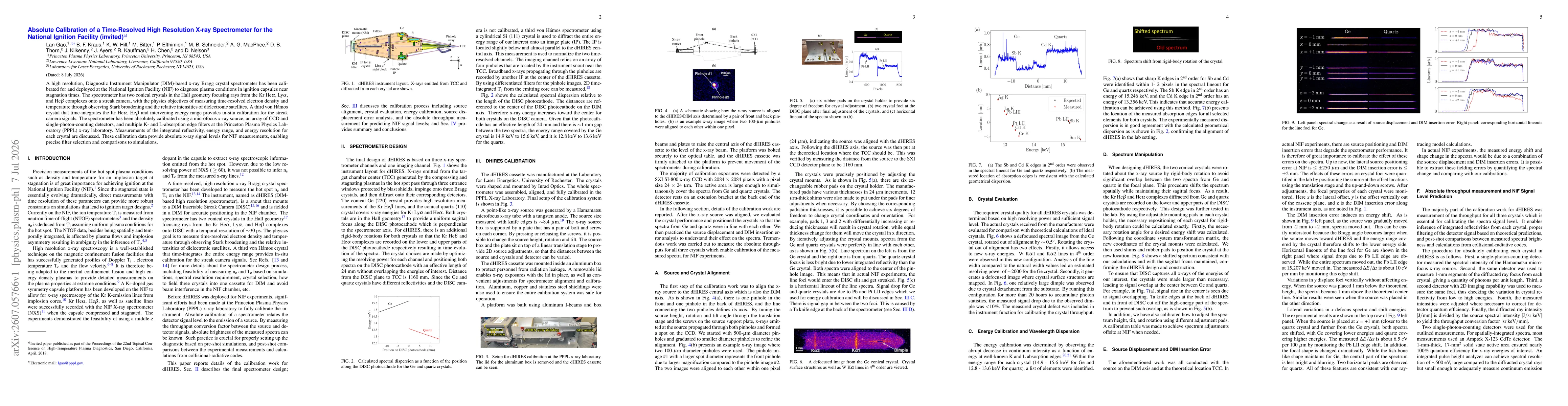 Thumbnail for Absolute Calibration of a Time-Resolved High Resolution X-ray Spectrometer for the National Ignition Facility (invited)