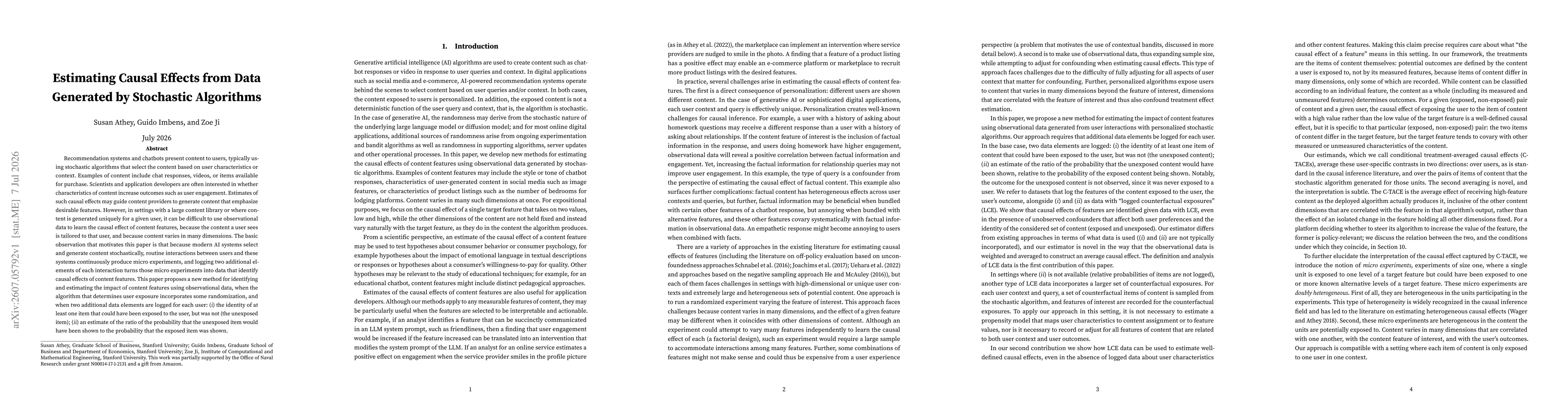 Thumbnail for Estimating Causal Effects from Data Generated by Stochastic Algorithms
