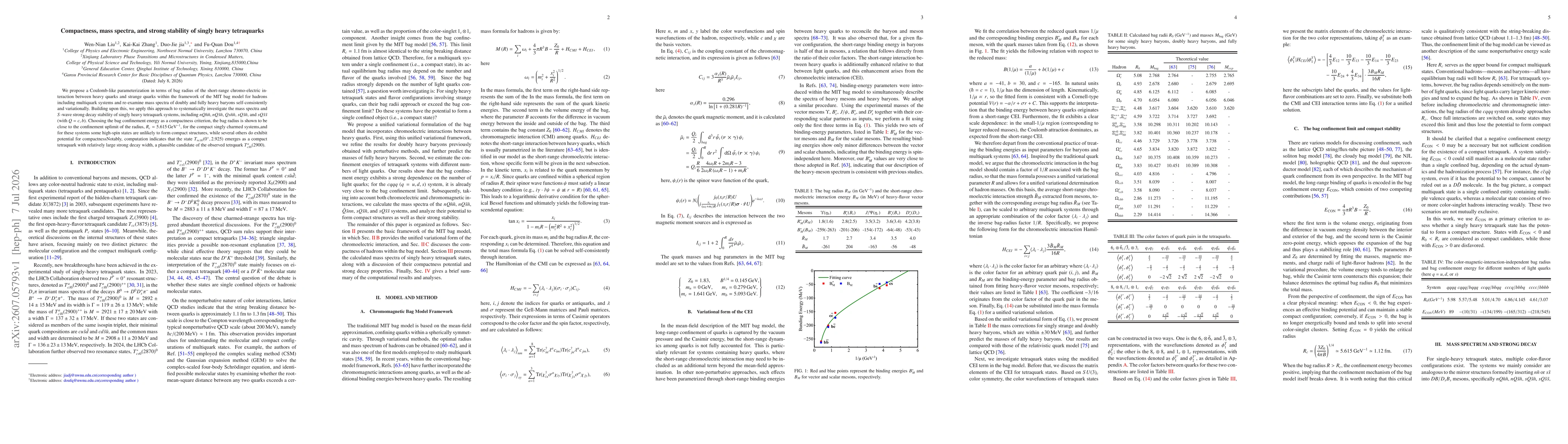 Thumbnail for Compactness, mass spectra, and strong stability of singly heavy tetraquarks