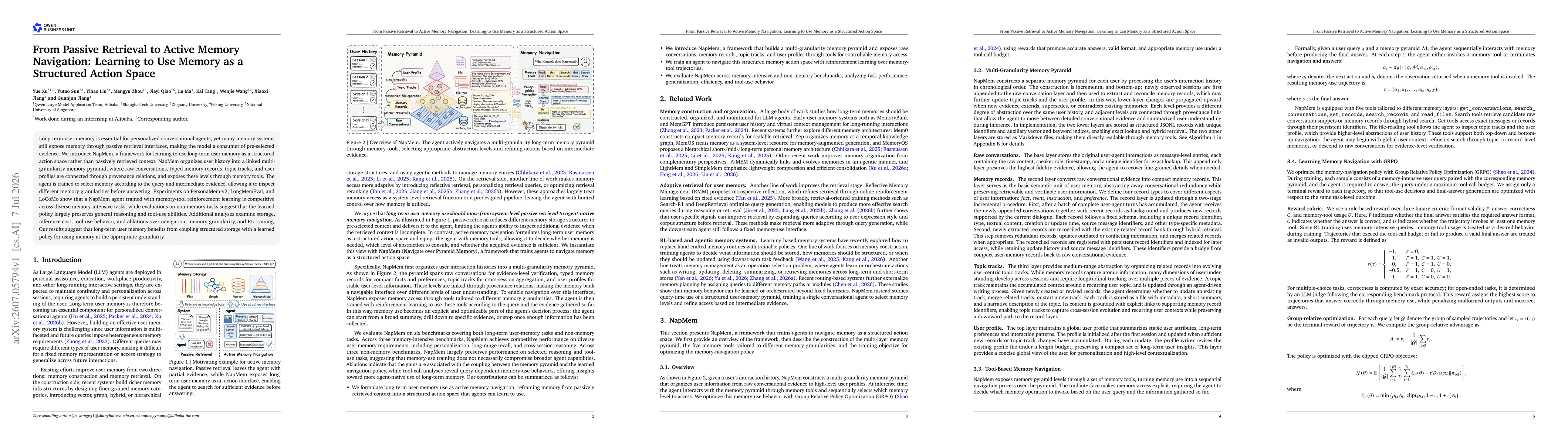 Thumbnail for From Passive Retrieval to Active Memory Navigation: Learning to Use Memory as a Structured Action Space