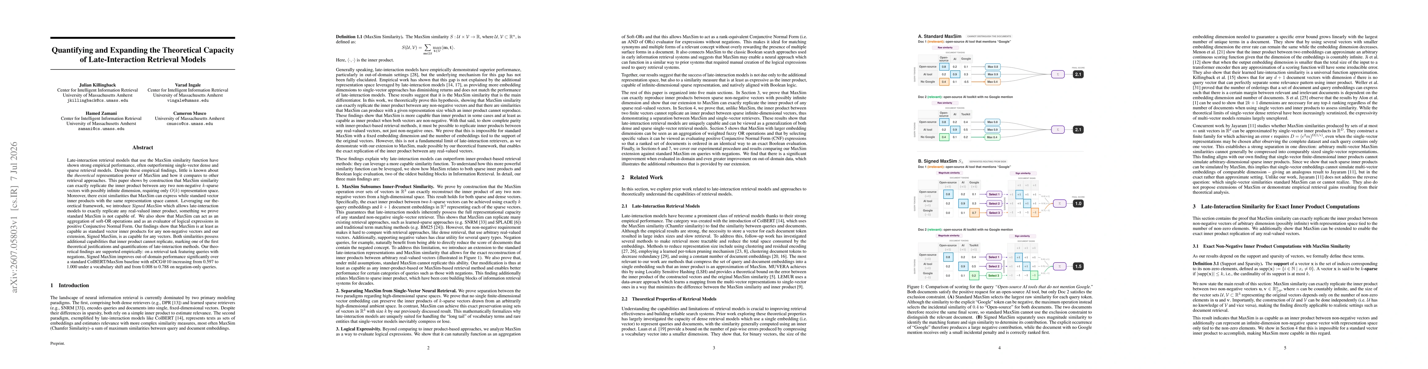 Thumbnail for Quantifying and Expanding the Theoretical Capacity of Late-Interaction Retrieval Models