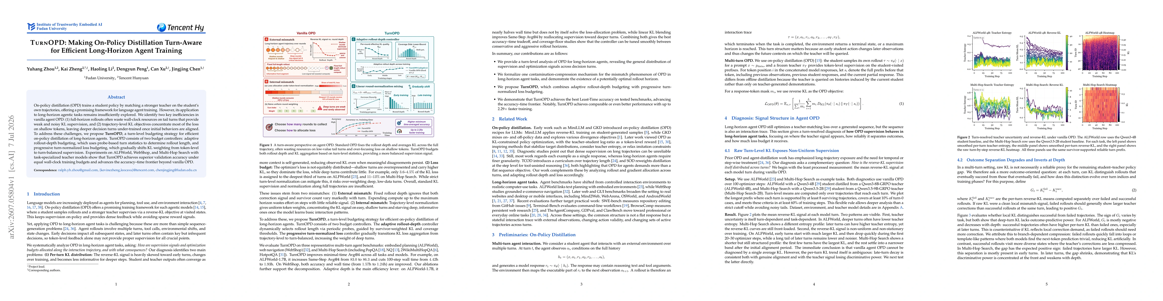 Thumbnail for TurnOPD: Making On-Policy Distillation Turn-Aware for Efficient Long-Horizon Agent Training