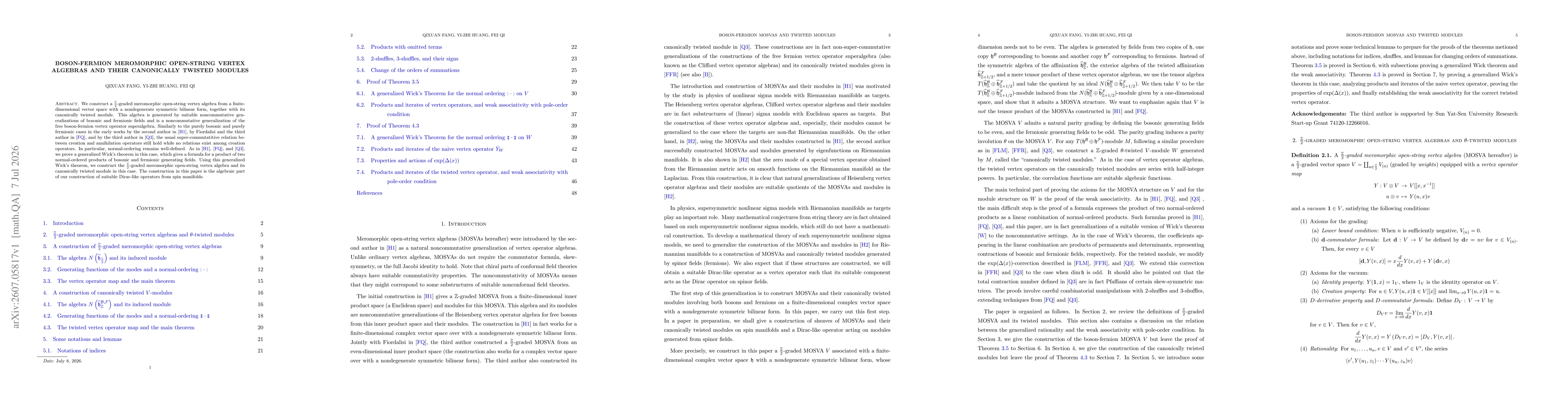Thumbnail for Boson-fermion meromorphic open-string vertex algebras and their canonically twisted modules