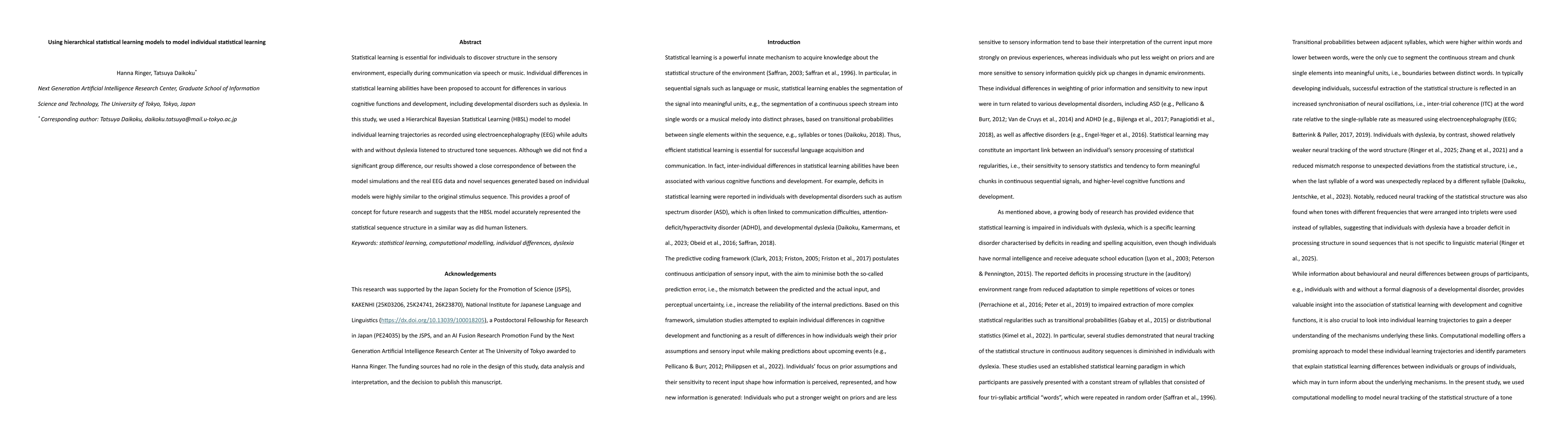 Thumbnail for Using hierarchical statistical learning models to model individual statistical learning