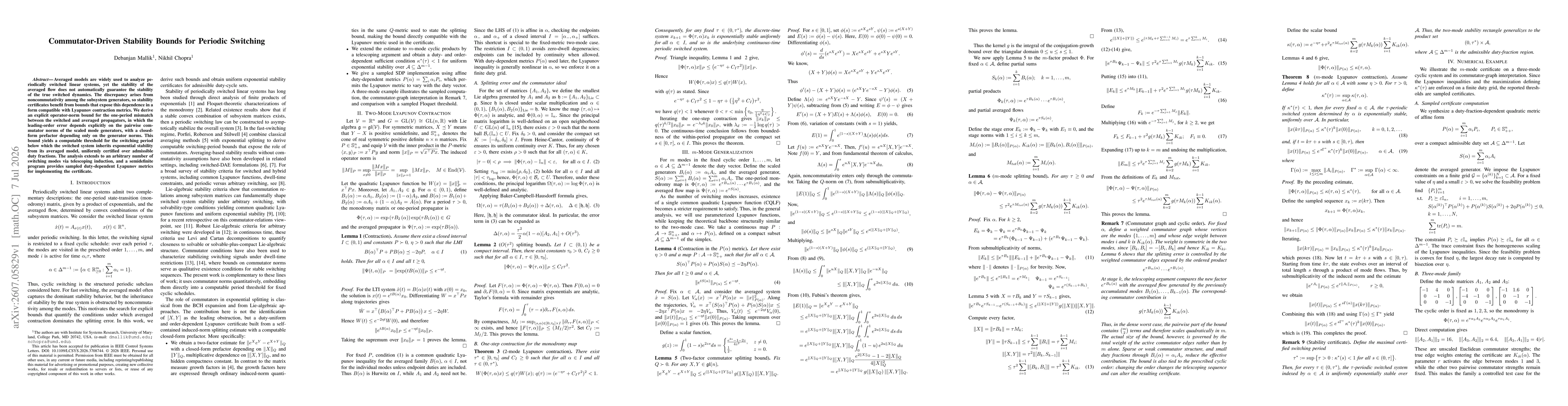 Thumbnail for Commutator-Driven Stability Bounds for Periodic Switching