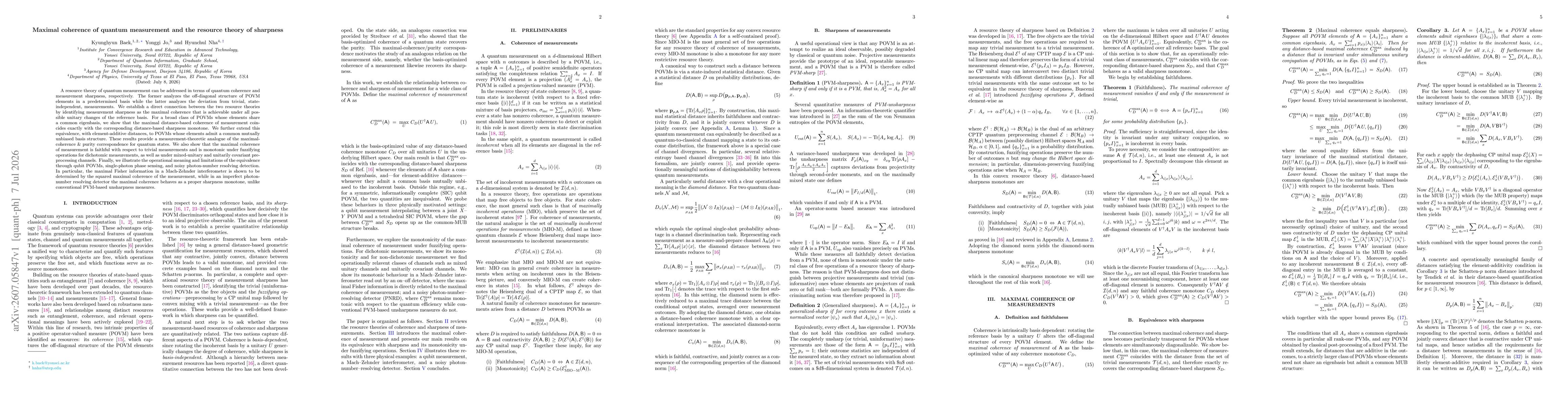Thumbnail for Maximal coherence of quantum measurement and the resource theory of sharpness
