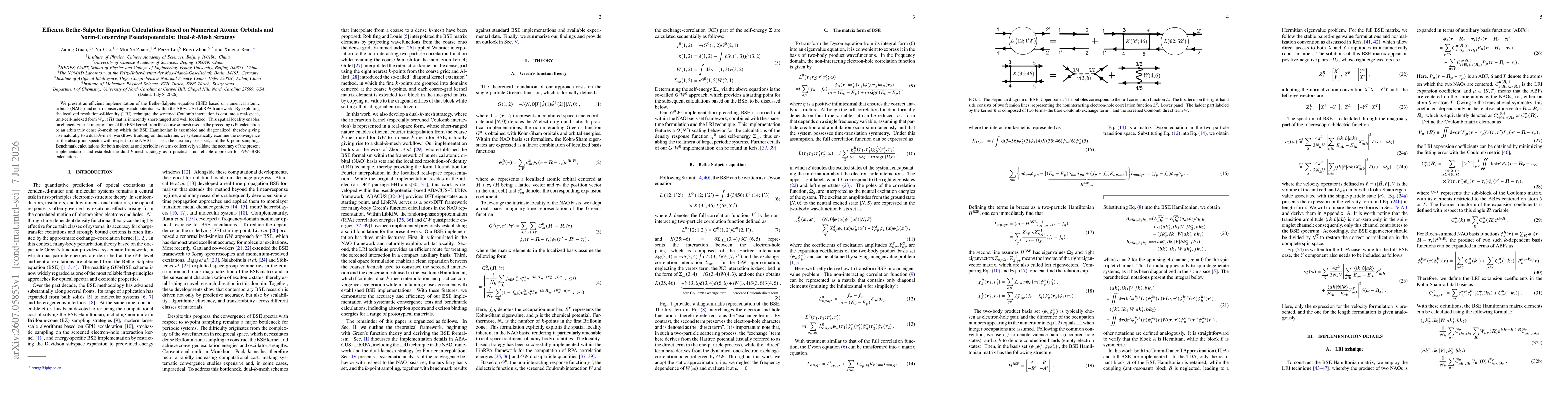 Thumbnail for Efficient Bethe-Salpeter Equation Calculations Based on Numerical Atomic Orbitals and Norm-Conserving Pseudopotentials: Dual-${\boldsymbol k}$-Mesh Strategy