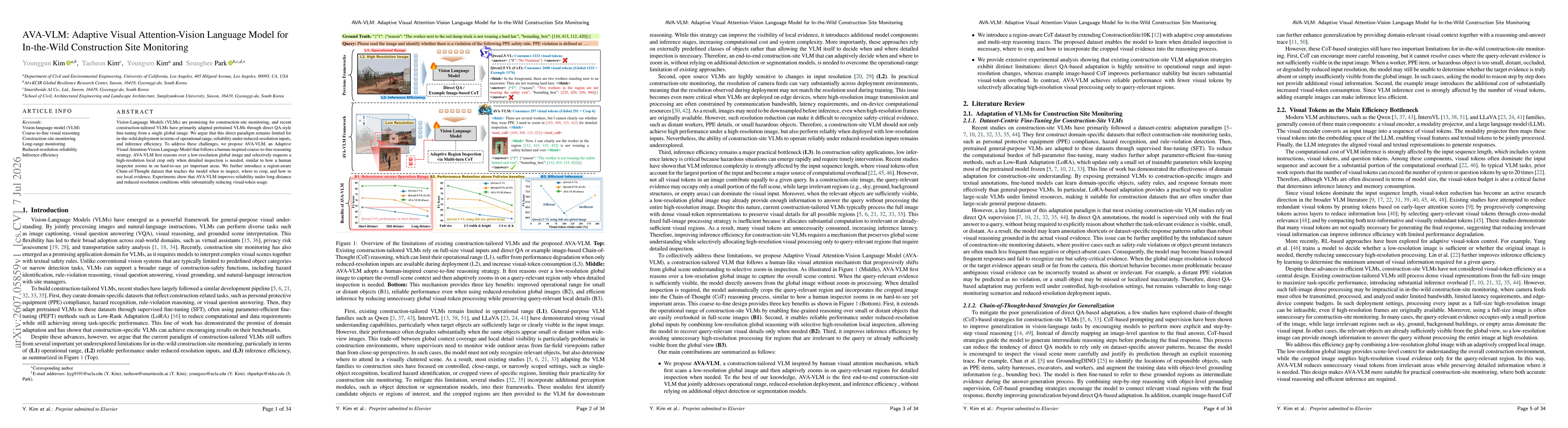 Thumbnail for AVA-VLM: Adaptive Visual Attention-Vision Language Model for In-the-Wild Construction Site Monitoring