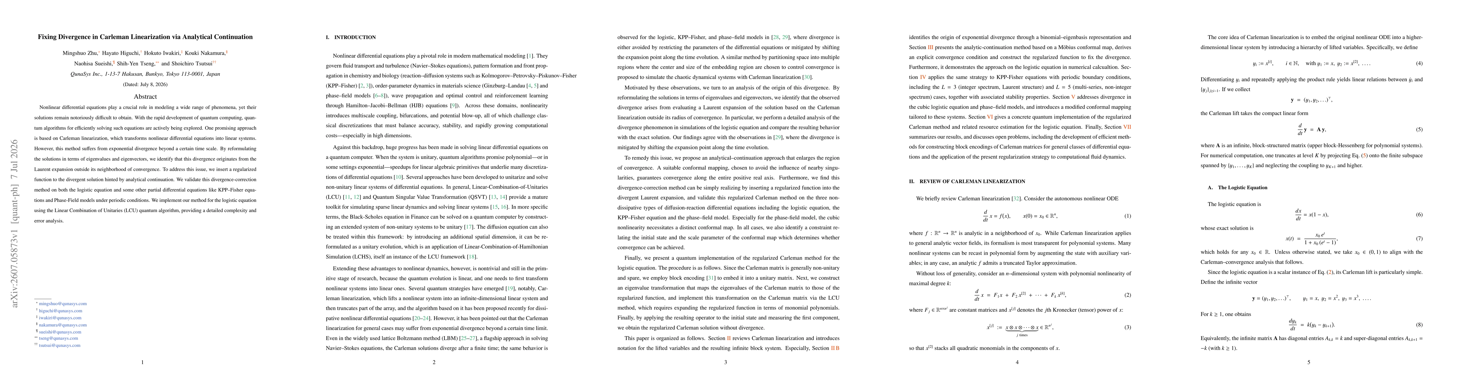 Thumbnail for Fixing Divergence in Carleman Linearization via Analytical Continuation