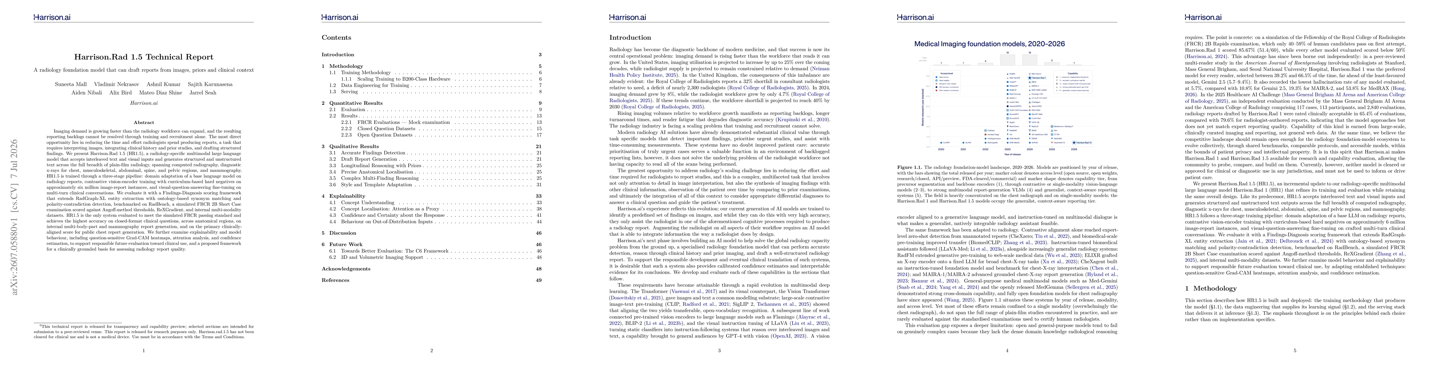 Thumbnail for Harrison.Rad 1.5 Technical Report: A radiology foundation model that can draft reports from images, priors and clinical context