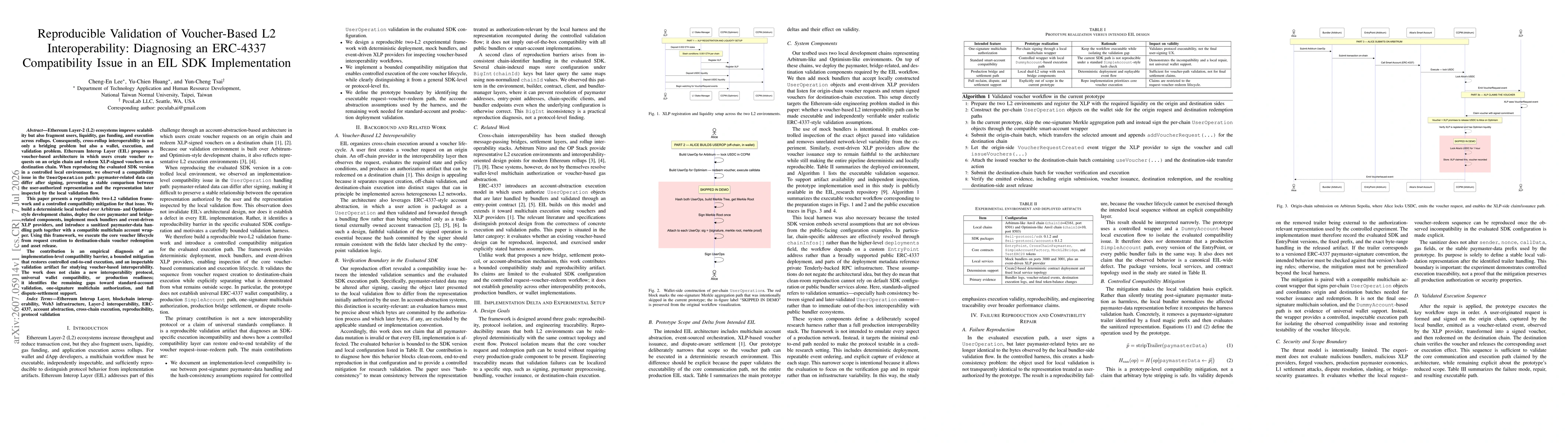 Thumbnail for Reproducible Validation of Voucher-Based L2 Interoperability: Diagnosing an ERC-4337 Compatibility Issue in an EIL SDK Implementation