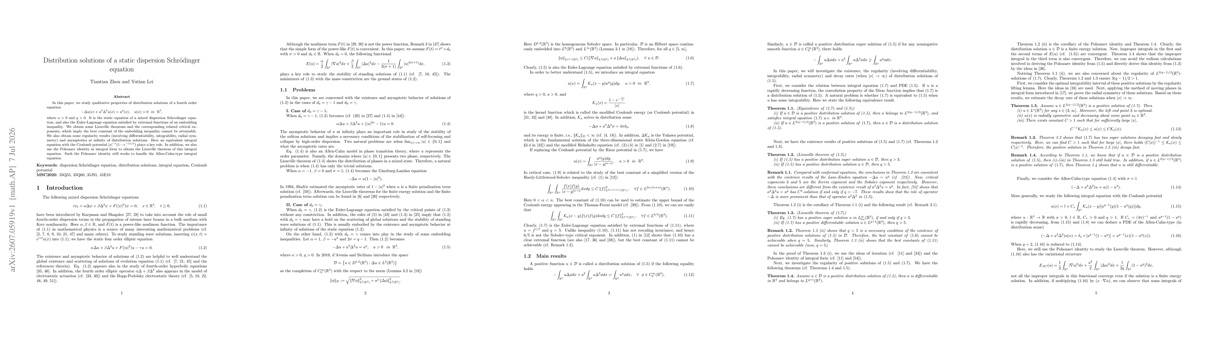 Thumbnail for Distribution solutions of a static dispersion Schrödinger equation