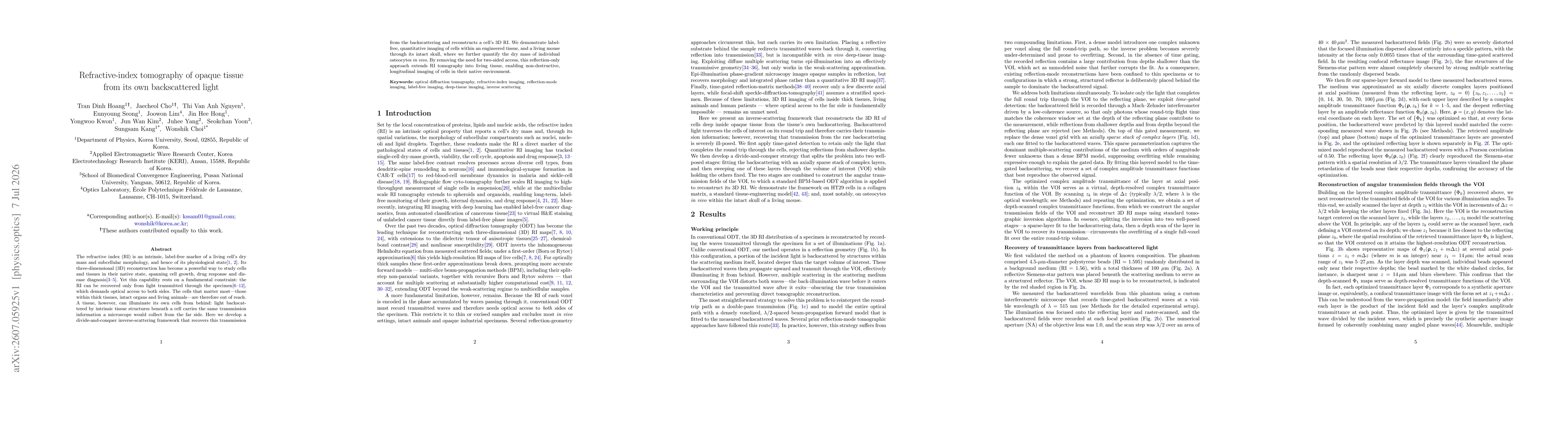 Thumbnail for Refractive-index tomography of opaque tissue from its own backscattered light