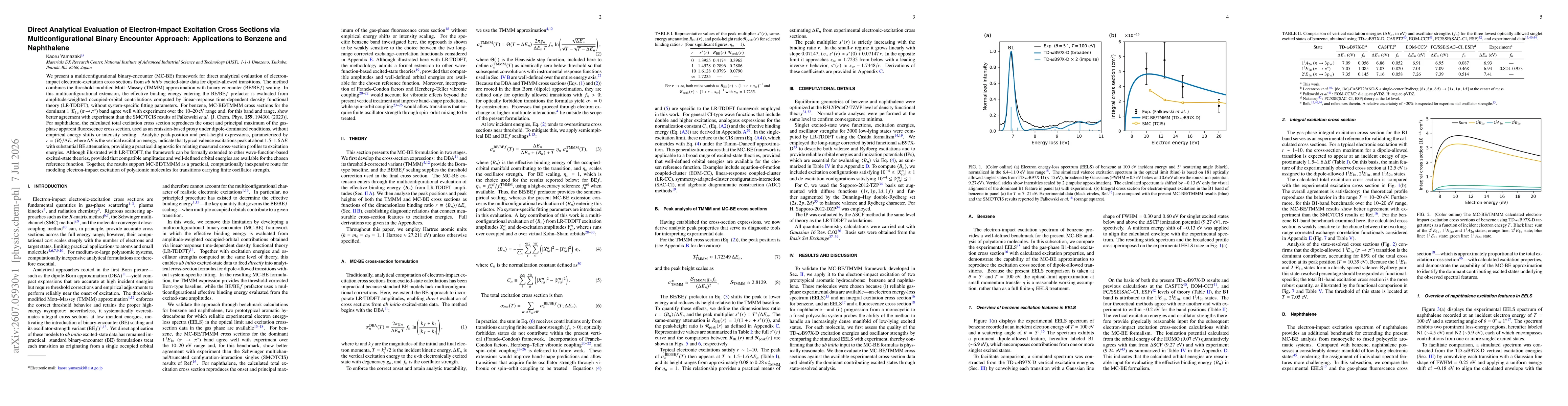 Thumbnail for Direct Analytical Evaluation of Electron-Impact Excitation Cross Sections via Multiconfigurational Binary Encounter Approach: Applications to Benzene and Naphthalene