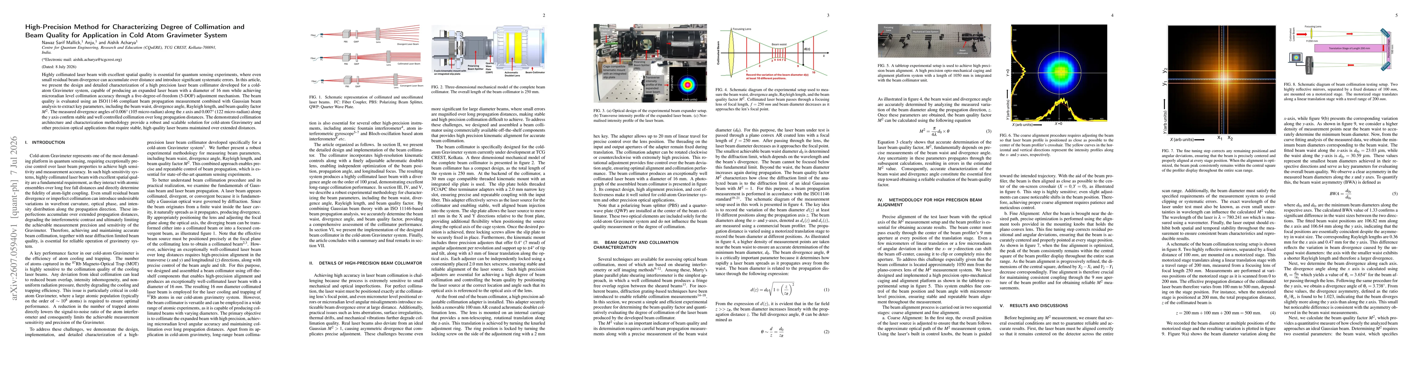Thumbnail for High-Precision Method for Characterizing Degree of Collimation and Beam Quality for Application in Cold Atom Gravimeter System