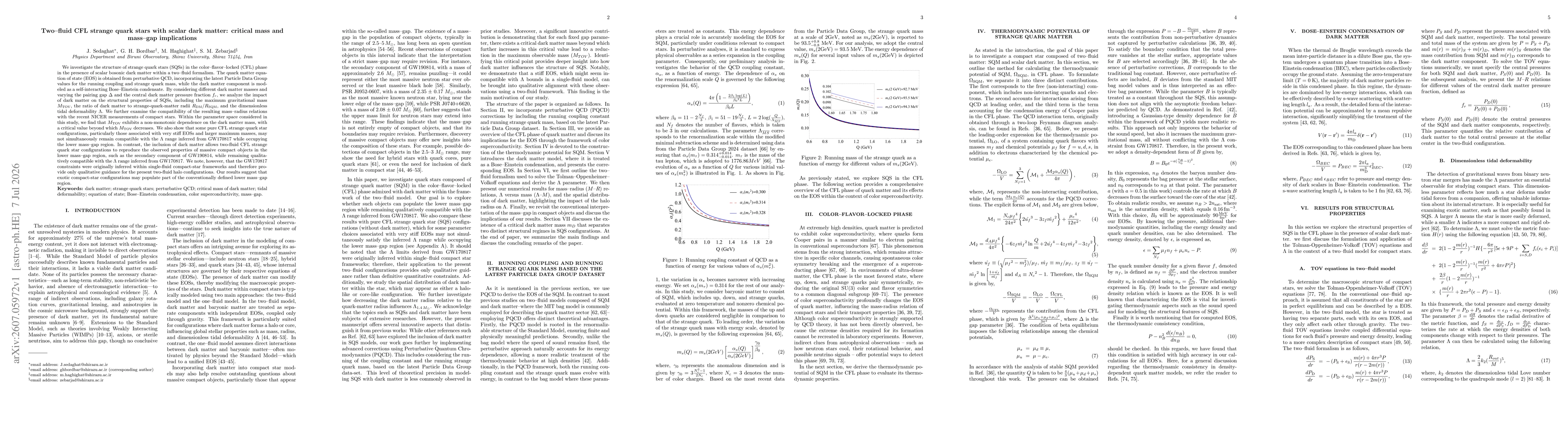 Thumbnail for Two fluid CFL strange quark stars with scalar dark matter: critical mass and mass gap implications