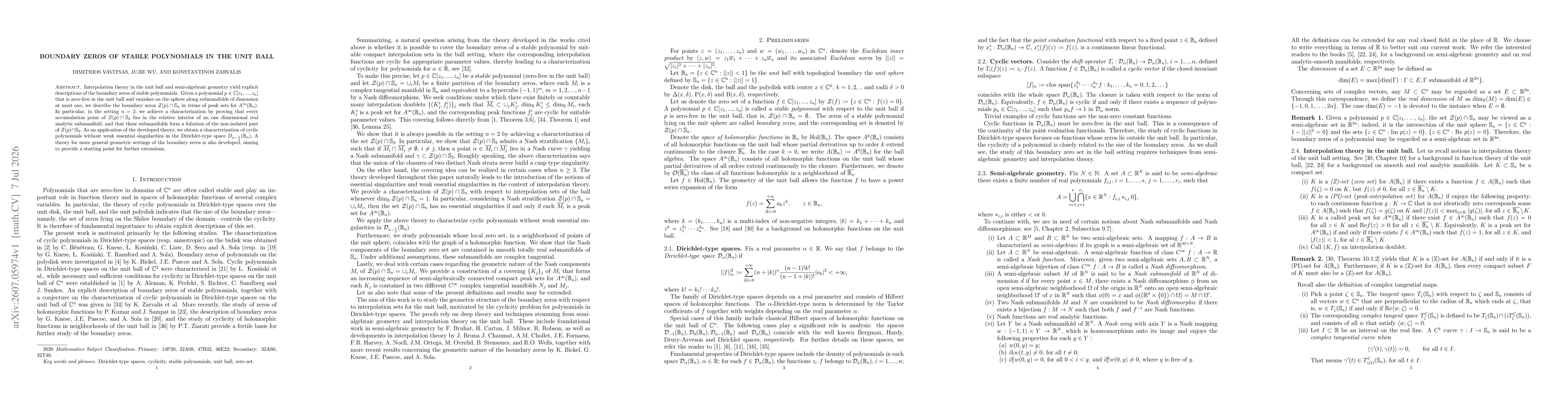 Thumbnail for Boundary zeros of stable polynomials in the unit ball
