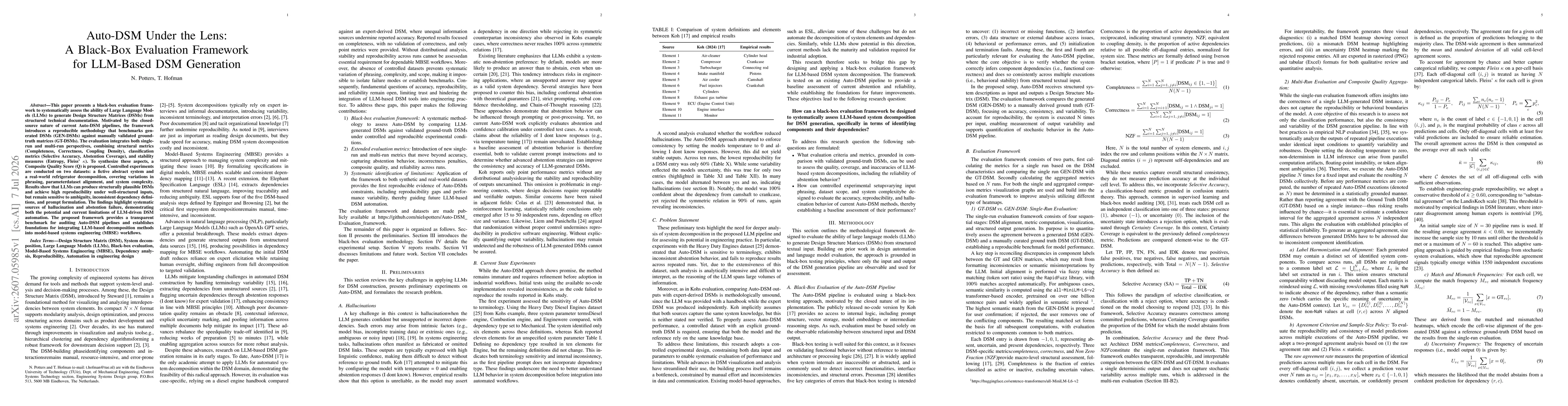 Thumbnail for Auto-DSM Under the Lens: A Black-Box Evaluation Framework for LLM-Based DSM Generation