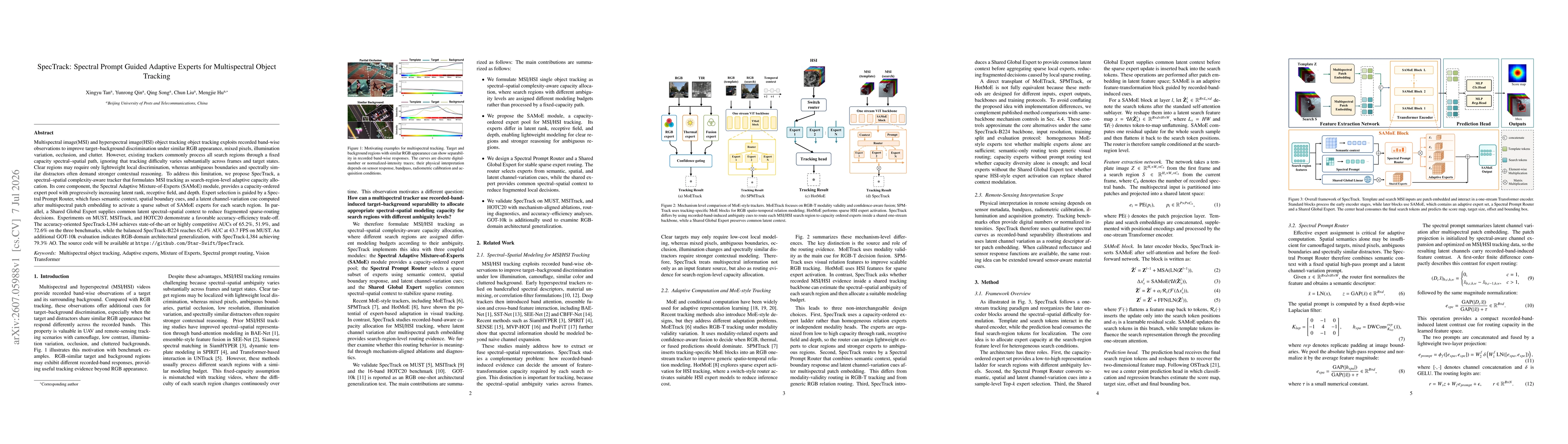 Thumbnail for SpecTrack: Spectral Prompt Guided Adaptive Experts for Multispectral Object Tracking